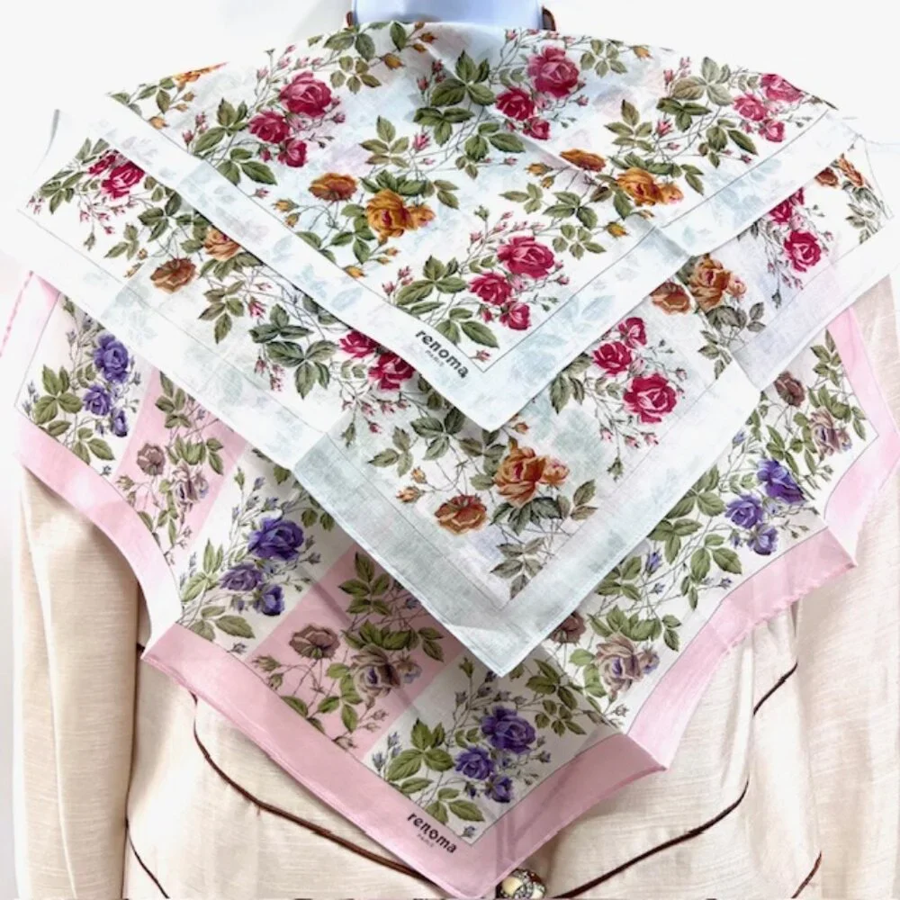 New Set of 2 RENOMA Paris Handkerchief , coton 17